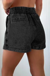 Drawstring High Waist Denim Shorts OutfitFlow